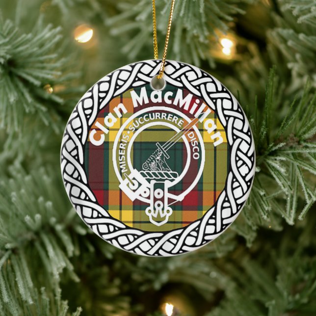 Scottish Clan MacMillan Tartan and Crest Ceramic Ornament (Tree)