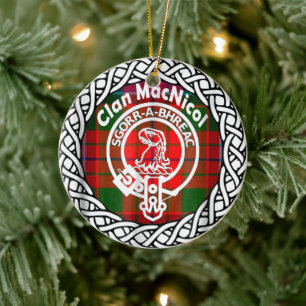 Scottish Clan MacNicol Tartan and Crest Ceramic Ornament