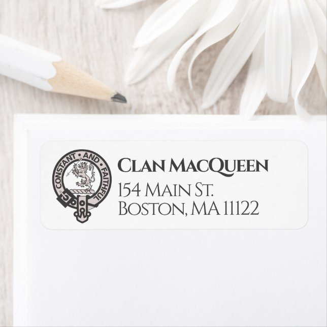 Scottish Clan MacQueen Badge Address Label Return Address Label (Insitu)