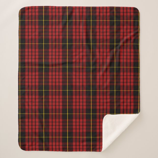 Scottish Clan MacQueen Tartan Plaid Sherpa Blanket (Front)