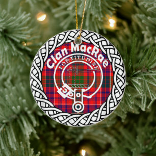 Scottish Clan MacRae Tartan and Crest Ceramic Ornament