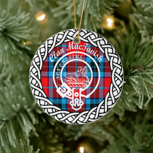 Scottish Clan MacTavish Tartan and Crest Ceramic Ornament (Tree)