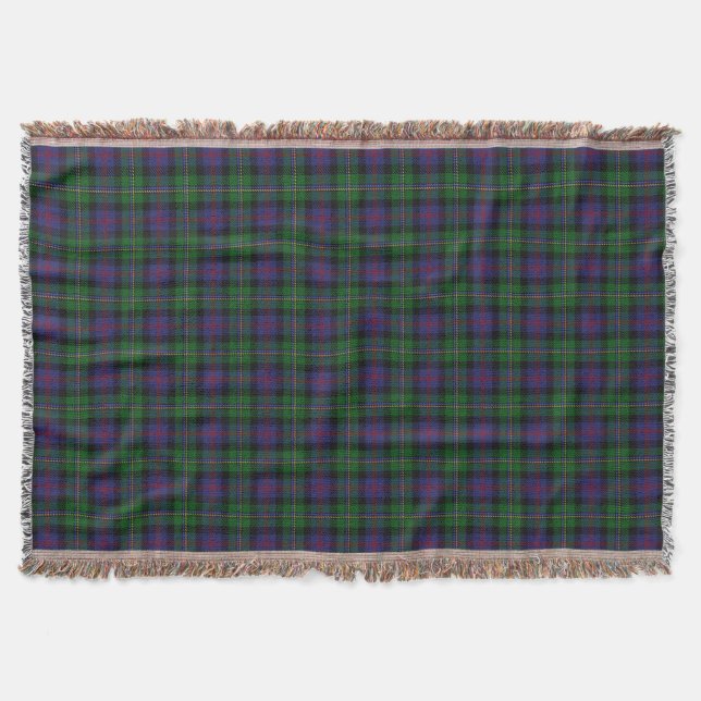 Scottish Clan Malcolm Tartan Throw Blanket (Front)