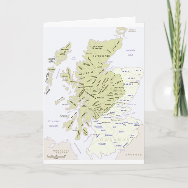 Scottish Clan Map of Scotland Card (Front)