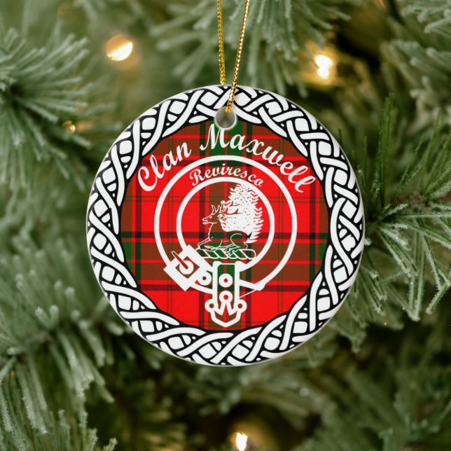 Scottish Clan Maxwell Tartan and Crest Ceramic Ornament (Tree)