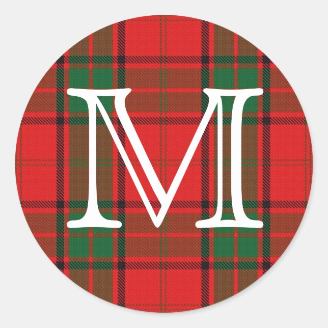 Scottish Clan Maxwell Tartan With Monogram Classic Round Sticker (Front)