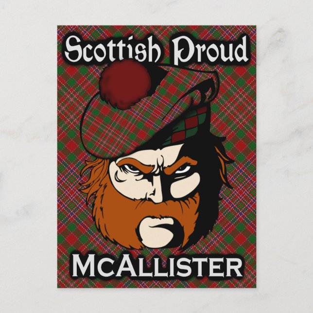 Scottish Clan McAllister Tartan Postcard (Front)