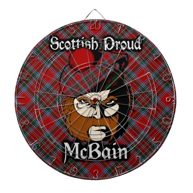 Scottish Clan McBain MacBain Tartan Dartboard (Front)