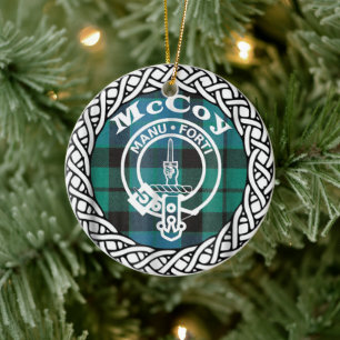 Scottish Clan McCoy Tartan and Crest Ceramic Ornament