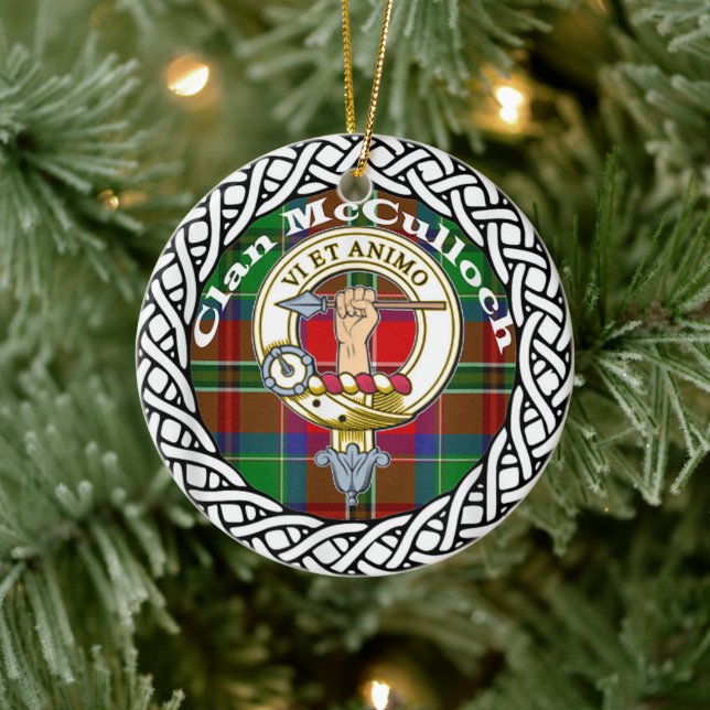 Scottish Clan McCulloch Tartan and Crest Ceramic Ornament (Tree)