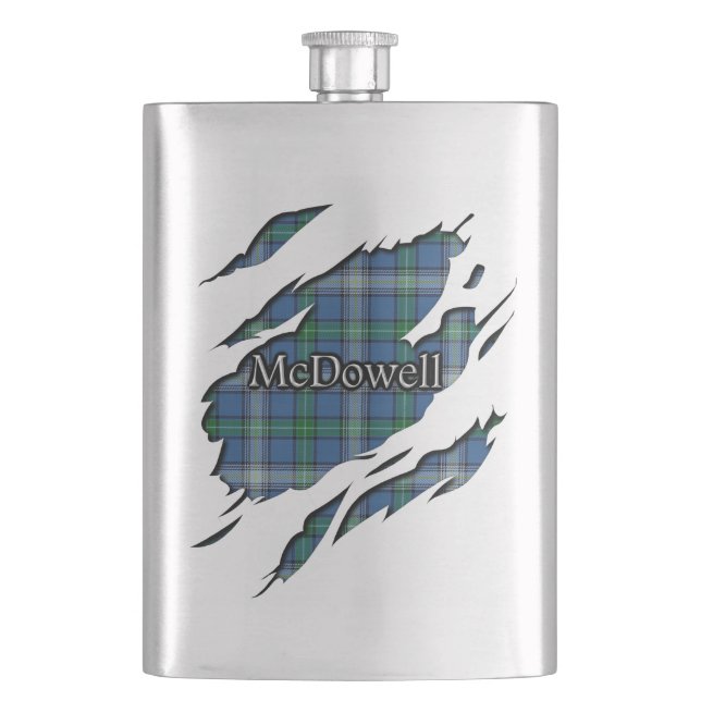 Scottish Clan McDowell MacDowall Tartan Hip Flask (Front)