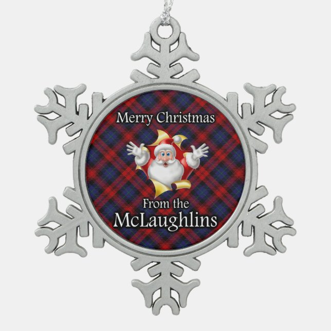 Scottish Clan McLaughlin MacLachlan Christmas Snowflake Pewter Christmas Ornament (Front)