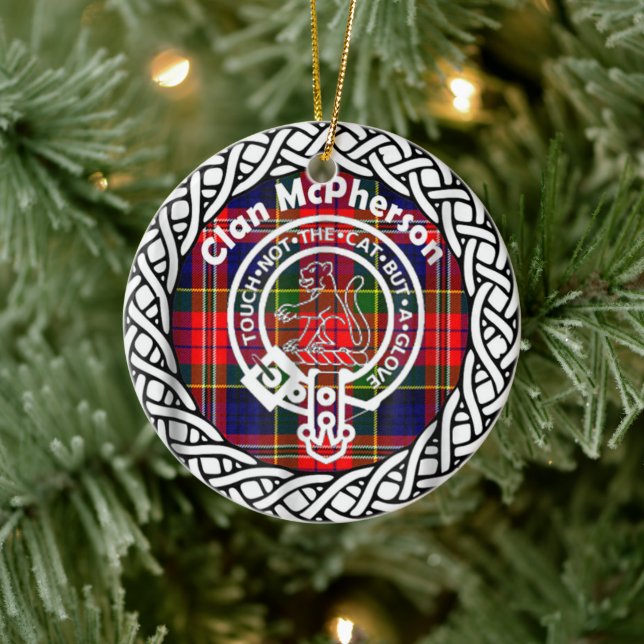 Scottish Clan McPherson Tartan and Crest Ceramic Ornament (Tree)