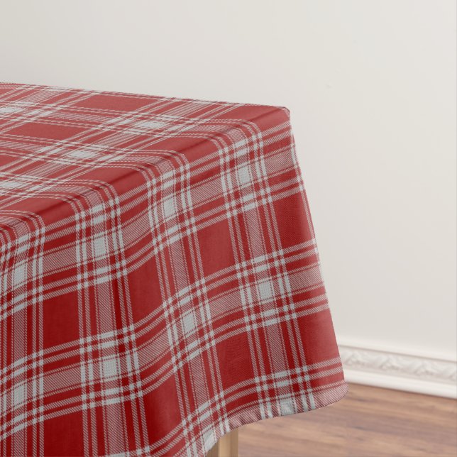 Scottish Clan Menzies Red and White Tartan Tablecloth (In Situ)