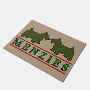 Scottish Clan Menzies Tartan Scottie Dogs Doormat