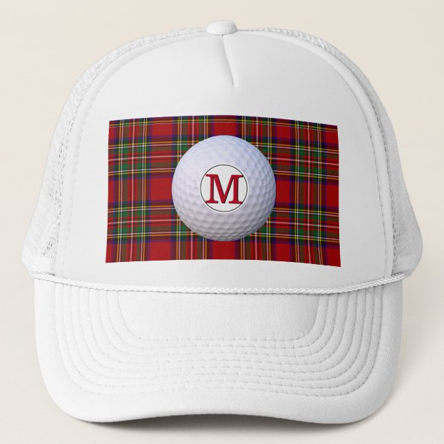 Scottish Clan Monogram Royal Stewart Tartan Plaid Trucker Hat (Front)