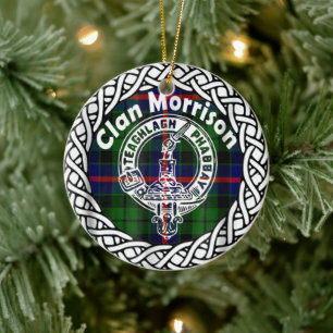 Scottish Clan Morrison Tartan and Crest Ceramic Ornament