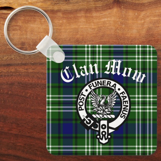 Scottish Clan Mow Crest & Tartan  Key Ring (Front)