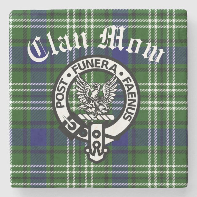 Scottish Clan Mow Crest & Tartan  Stone Coaster (Front)