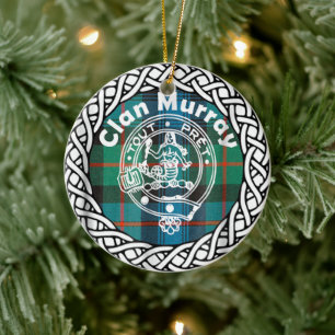 Scottish Clan Murray Tartan and Crest Ceramic Ornament