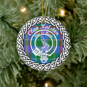 Scottish Clan Ralston Tartan and Crest Ceramic Ornament