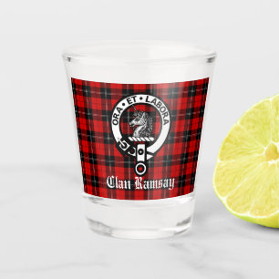 Scottish Clan Ramsay Crest & Tartan Customisable Shot Glass