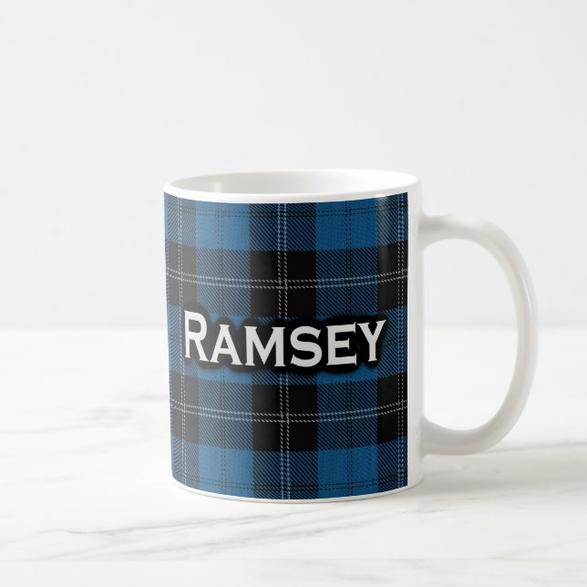 Scottish Clan Ramsay Ramsey Blue Hunting Tartan Coffee Mug (Right)