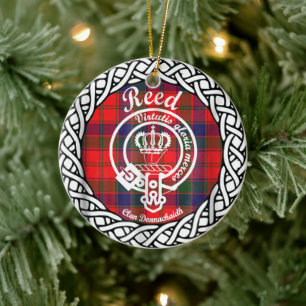 Scottish Clan Reed Tartan and Crest Ceramic Ornament