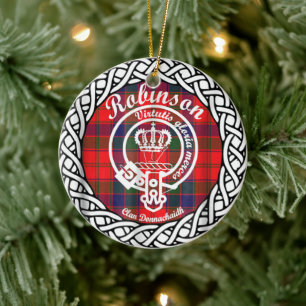 Scottish Clan Robinson Tartan and Crest Ceramic Ornament