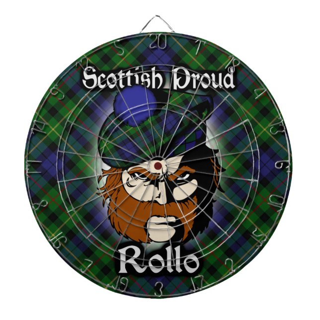 Scottish Clan Rollo Tartan Dartboard (Front)
