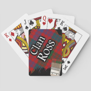 Scottish Clan Ross Tartan Paint Brush Playing Cards