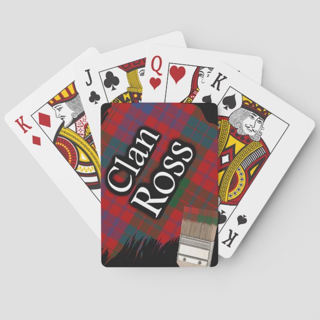 Scottish Clan Ross Tartan Paint Brush Playing Cards (Back)