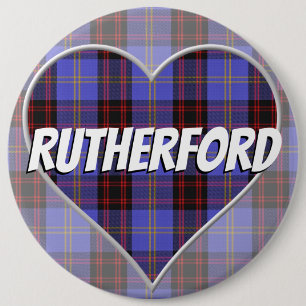 Scottish Clan Rutherford Love Tartan Heart 6 Cm Round Badge