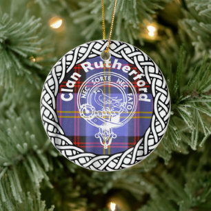 Scottish Clan Rutherford Tartan and Crest Ceramic Ornament