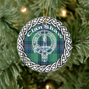 Scottish Clan Shaw Tartan and Crest Ceramic Ornament