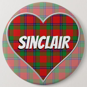 Scottish Clan Sinclair Love Tartan Heart 6 Cm Round Badge