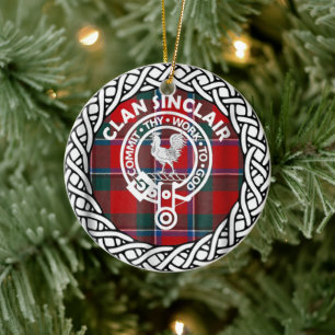 Scottish Clan Sinclair Tartan and Crest Ceramic Ornament