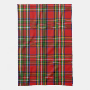 Scottish Clan Stewart Tartan Plaid Tea Towel