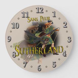 Scottish Clan Sutherland Tartan Large Clock
