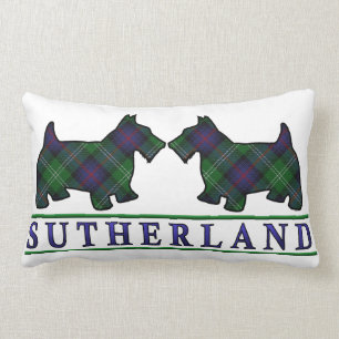 Scottish Clan Sutherland Tartan Scottie Dogs Lumbar Cushion