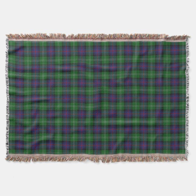 Scottish Clan Sutherland Tartan Throw Blanket (Front)