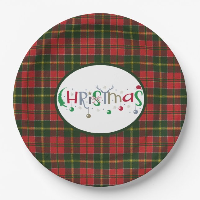Scottish Clan Tartan MacDonald Kingsburgh Christma Paper Plate (Front)