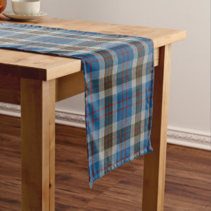 Scottish Clan Thompson Blue Grey Tartan Plaid Short Table Runner