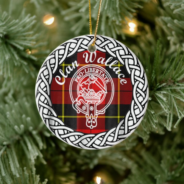 Scottish Clan Wallace Tartan and Crest Ceramic Ornament (Tree)