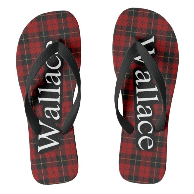 Scottish Clan Wallace Tartan Flop Flops Thongs (Footbed)