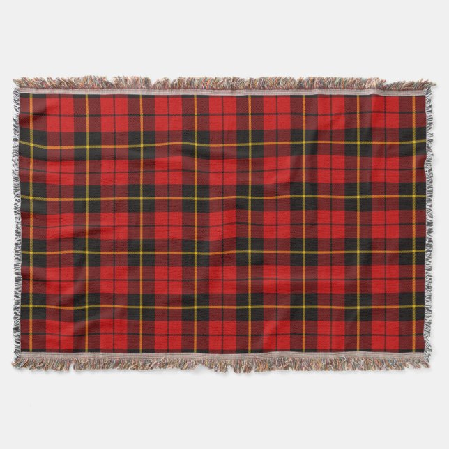 Scottish Clan Wallace Tartan Plaid Throw Blanket (Front)