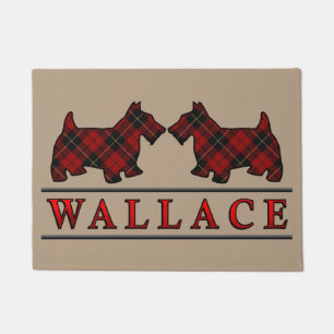 Scottish Clan Wallace Tartan Scottie Dogs Doormat