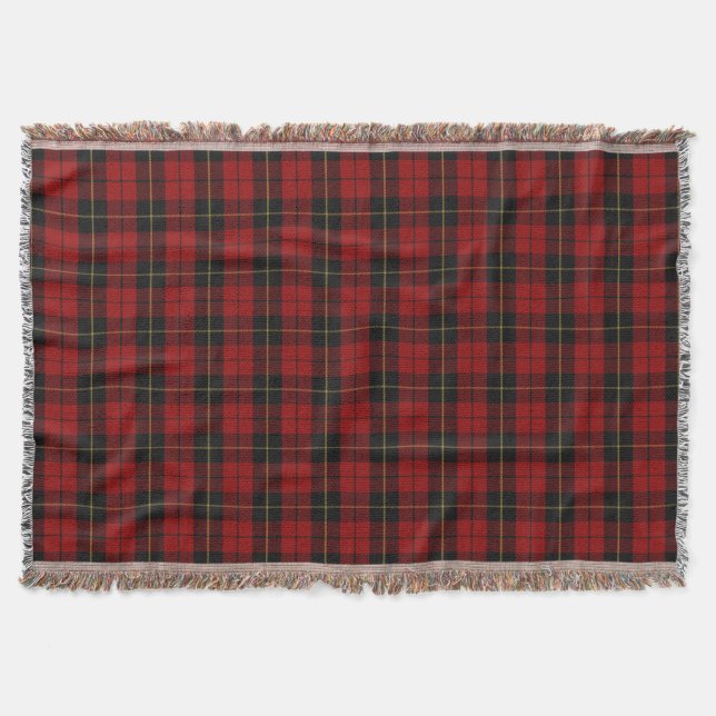 Scottish Clan Wallace Tartan Throw Blanket (Front)