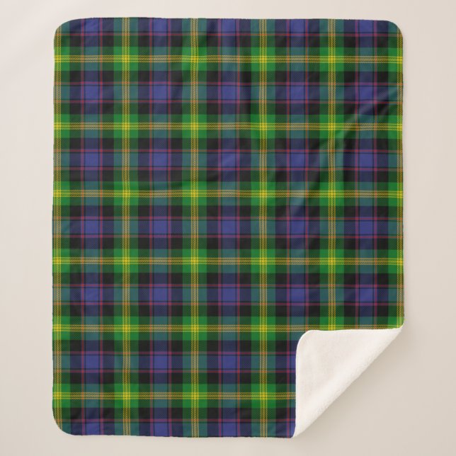 Scottish Clan Watson Tartan Plaid Sherpa Blanket (Front)
