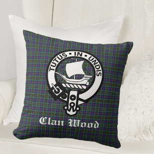 Scottish Clan Wood Crest & Tartan Cushion